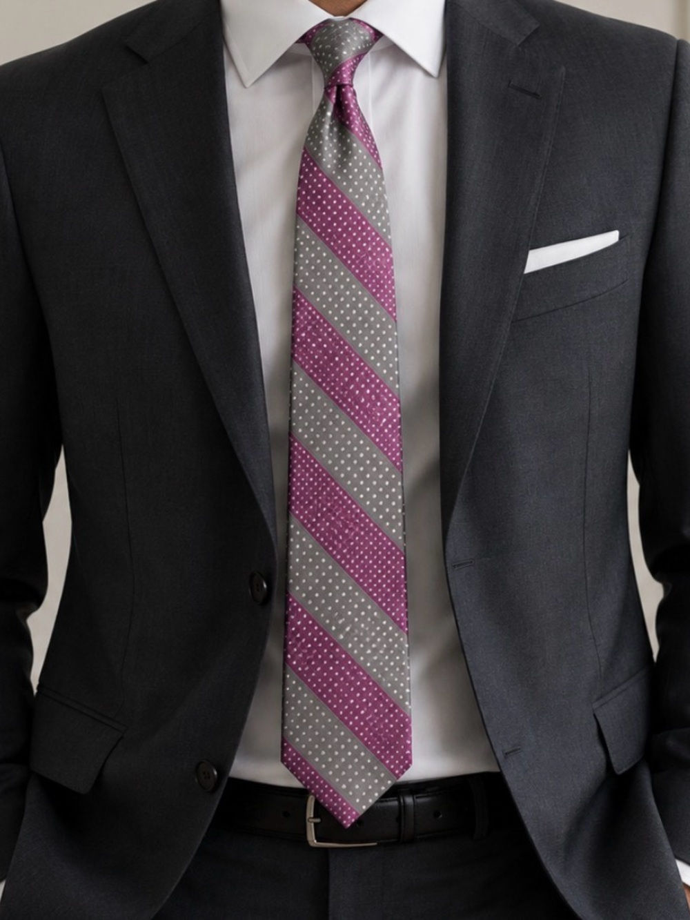 Gorgeous Ted Baker London Purple and Gray Stripe Silk Tie - perfection